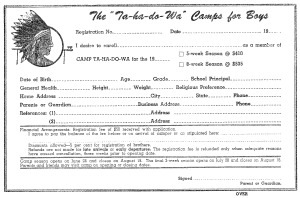 Camp Ta-Ha-Do-Wa Application Form